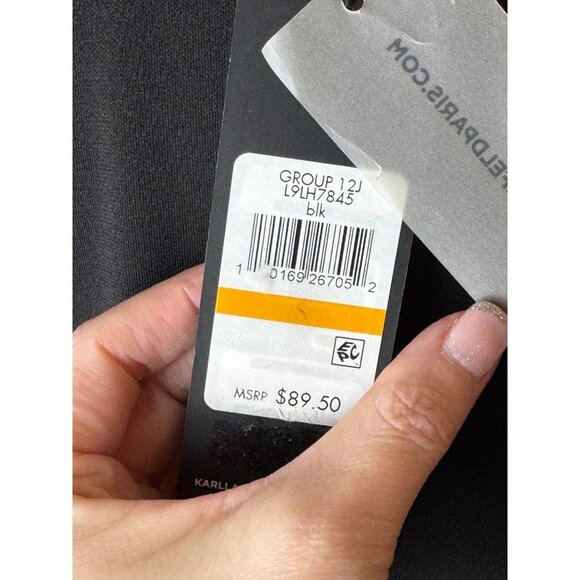 Karl Lagerfeld Shirt Women Small Black Lace Panel Blouse Whimsigoth Gothic NWT - Picture 8 of 11